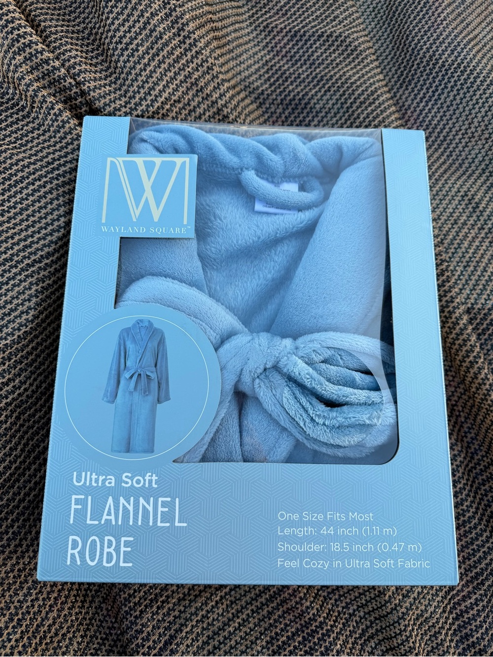 New Wayland Square Ultra Soft Flannel Robe - Baby Blue one size
